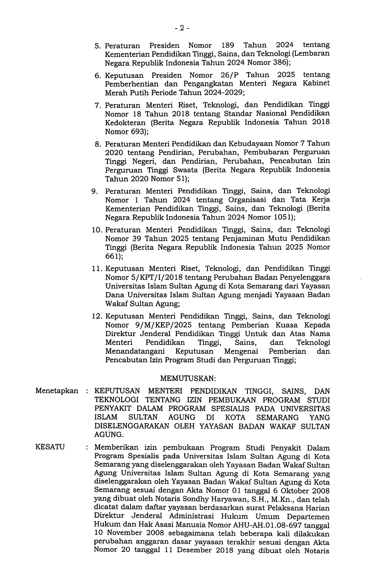 Surat Izin Pembukaan Prodi Spesialis Penyakit Dalam