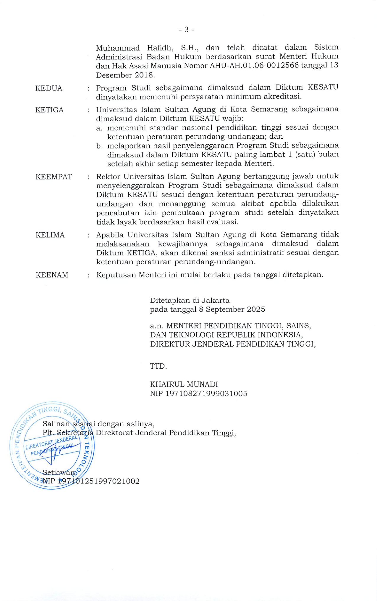 Surat Izin Pembukaan Prodi Spesialis Penyakit Dalam